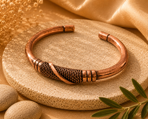 Hand Forged Solid Copper Bracelet High Gauge Fashionable Cuff Jewelry Unique Designs for Women and <b>Men</b> - Product Image 3