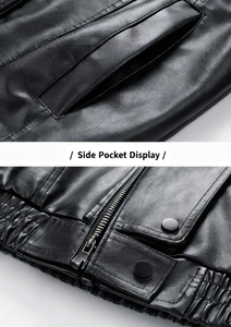 Autumn and Winter New <b>Mens</b> PU Leather <b>Jacket</b> Stand Collar Motorcycle <b>Jacket</b> Leather <b>Men</b> Slim Non-wash Fashion <b>Men</b> Clothing - Product Image 4