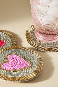 Handmade <b>Beaded</b> Pattern Coaster Decorative Table Drink Mat <b>Set</b> - Product Image 3