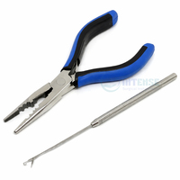 Kit d'outils de pose d'extensions capillaires de qualité professionnelle : pinces micro-anneaux en acier inoxydable, étanche, avec étui en cuir pour coiffeurs