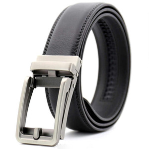Black Genuine Leather Formal Belt Cow Hide <b>Pin</b> Buckle Rectangular One-Piece Molding Durable 1 3/8 In Width - Product Image 2