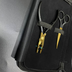 Outils d'extension de cheveux en acier inoxydable noir et or, outil de séparation des cheveux, aiguille en forme de C, ciseaux ZETOMED PRO - Product Image 3