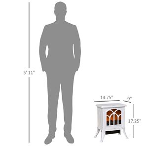 Chimenea Eléctrica Blanca de 750W/1500W, Estufa Independiente con Efecto de Llama Realista, Categoría de Producto: Chimeneas Eléctricas - Product Image 3