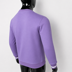<b>Men's</b> <b>Purple</b> Crew Neck <b>Sweatshirt</b> Long Sleeve Pullover Custom Logo Printed Fleece Knitted Winter Streetwear - Product Image 5