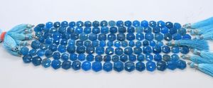 Perles d'apatite bleu néon naturel facettées, taille hexagonale, 8-9 mm, perles de pierres précieuses d'apatite bleue de forme fantaisie pour la fabrication de bijoux - Product Image 4