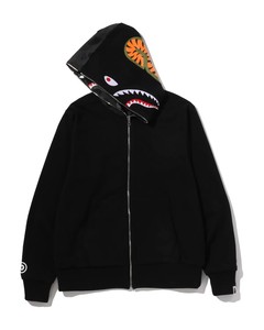 <b>Black</b> Zip-Up <b>Hoodie</b> with Shark Hood and GM Logo Streetwear Unisex Oversized Fit Knitted 100% Cotton Anti-Pilling Sweatshirt - Product Image 2
