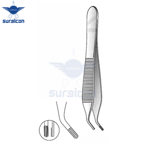Pinzas Adson-Brown para Tejidos y Agarre, 12 cm / 4-3/4 Pulgadas, Curvas, con 7x7 Dientes, de Acero Inoxidable, para Sujeción de Tejidos Quirúrgicos - Product Image 3