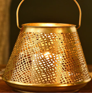 Luxury fusion metal <b>lantern</b> showcasing a warm wooden frame and a textured gold <b>brass</b> insert, available at wholesale prices. - Product Image 3
