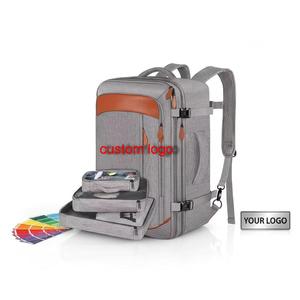 Premium Business Travel Backpack Set with Packing Cubes Water Resistant Laptop <b>Rucksack</b> Grey Brown Accent - Product Image 1
