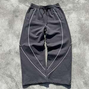 Pantalon de jogging ample en molleton 100% coton à rayures, coupe droite, style streetwear - Product Image 1