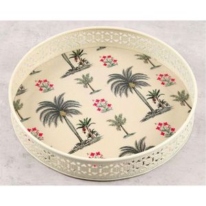 Plateau de service ovale en bois d'acacia/mangue émaillé vert festonné de luxe pour hôtels, restaurants et décoration nordique - Product Image 6