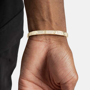 Bracelet jonc articulé de luxe en argent sterling 925 plaqué or, micro-pavé, pour hommes et femmes - Product Image 1