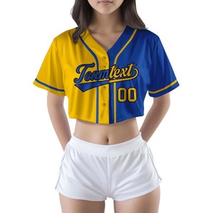 Camiseta de Béisbol Personalizada para Mujer, Estilo Corto, OEM ODM, Uniforme de Equipo Personalizado al por Mayor, Camisa Deportiva Transpirable con Botones - Product Image 2