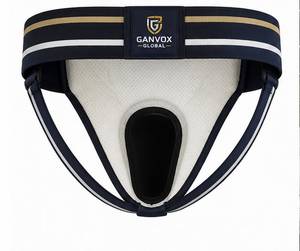 GANVOX Global <b>Cricket</b> Protective Guard Lightweight Training Padded Ambidextrous Double-Stitched Sports <b>Equipment</b> White Navy - Product Image 2