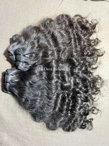 Extensions de cheveux humains indiens bruts de qualité supérieure, double épaisseur, bouclés doux, cuticules alignées, vierges indiens bouclés - Product Image 6