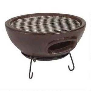 Poêle traditionnel en terre cuite rustique fait main, finition non vernie, pour la cuisson au charbon et au bois - Product Image 3