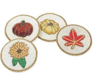 Round Handmade <b>Beaded</b> <b>Coaster</b> Set for Cups Glasses and Beverage Table Protection At Best Price - Product Image 2
