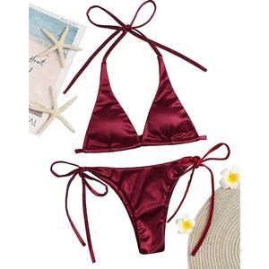 Ensemble bikini 2 pièces sexy pour femme, couleur unie, grande taille, style unique, broderie logo personnalisée OEM, nouveau design, respirant, personnalisable - Product Image 6