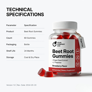 Gomitas de Remolacha de Marca Privada con Extracto de Semilla de Uva y L-Teanina, Proveedor a Granel de Suplementos Dietéticos OEM - Product Image 3