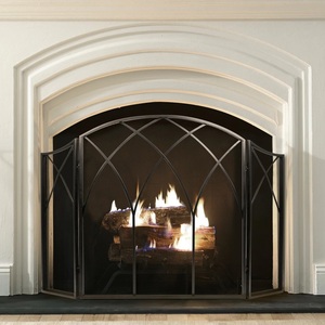 Protector de Chimenea Metálico con Diseño de Arco Catedral, Paneles de Malla Plegables, Protector de Chispas, Protector de Hogar Independiente, Pantalla de Hierro - Product Image 2
