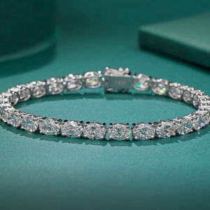 กำไลเทนนิสผู้ชาย AMBER JEWELS ชุบทอง 18K สไตล์ฮิปฮอป ประดับโมอิสซาไนต์ รับรองโดย IGI รูปทรงเรขาคณิต - Product Image 3