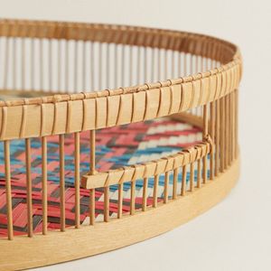 Handwoven Colorful Bamboo <b>Tray</b> – Decorative Round Bamboo Serving <b>Tray</b> <b>for</b> Wall <b>Decor</b> & Home Styling - Product Image 3