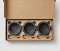 Élégants pots à sel et à sucre en marbre avec plateau en bois, aspect pierre noire ronde, conteneur de rangement de cuisine fait main, design durable