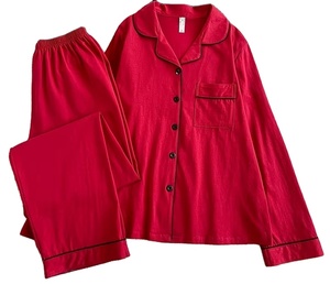 Women's Long-Sleeve V-Neck Pajama Set Plaid Trousers Eco-Friendly Breathable Soft Spandex/Cotton <b>Badge</b> Drawstring Closure - Product Image 1