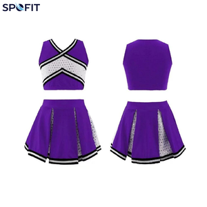 Ensemble d'uniformes de cheerleading sans manches en polyester 100% imprimé par transfert thermique personnalisé pour femmes adultes - Product Image 1