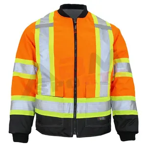 Hi vis Wintermantel Verkehrs sicherheit Konstruktion Hi Vis Workwear reflektierende Jacke Warn schutz Daunen mantel seine Vis Jacke