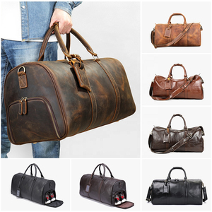 Sac de voyage en cuir véritable 30-40L avec fermeture éclair, sangle réglable, unisexe, décontracté, pour la gym et les voyages - Product Image 3