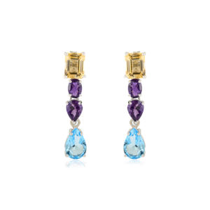 Hot Selling 925 Sterling Silver Multi Gemstone Drop <b>Earrings</b> High Finish Quality <b>Long</b> Dangle <b>Earrings</b> Fine Jewelry - Product Image 1