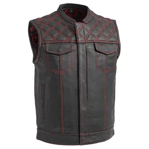Leather Motorcycle Biker Vest with Custom Embroidery Breathable Summer Outer Wear Club Style - Product Image 6