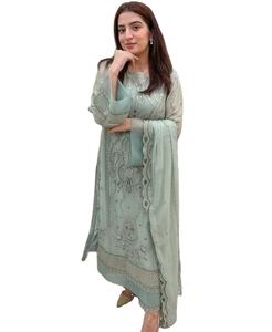 2024 Classique Designer Faux Georgette Soie Salwar Haute Qualité Indien Festive Wear Lourd Floral Broderie Pakistanais Plazzo Fantaisie - Product Image 1