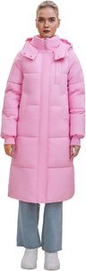 Veste longue matelassée rose pour femme, manteau d'hiver à capuche, manches longues, couleur unie, épaisse et chaude, en fibre de polyester - Product Image 3