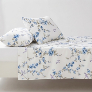 Parure de lit et 2 taies d'oreiller Ashley en coton imprimé classique avec motif floral bleu 150tc - Product Image 3
