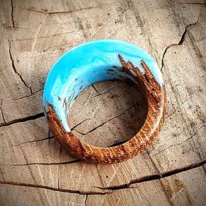 Anneaux de serviette en bois et résine faits à la main pour une élégance décontractée, design élégant de bague pour les doigts - Product Image 5