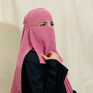 Niqab de color rosa sólido para mujeres musulmanas, velo facial de algodón transpirable y modesto para la oración, estilo de Oriente Medio, para todas las estaciones. - Product Image 4