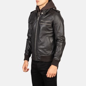 New Arrival High Quality Men's Leather <b>Jacket</b> <b>Canvas</b> Fabric Thin Winter Season Men's Leather <b>Jacket</b> - Product Image 6