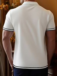 Chemise décontractée pour homme à col montant boutonnée en coton à manches courtes, écologique, faible MOQ, prix abordable, infroissable, respirante, pour le quotidien - Product Image 4