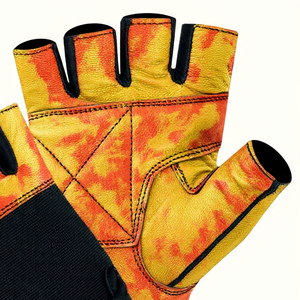 Gants d'haltérophilie imprimés pour entraînement, gants de fitness demi-doigts avec support de poignet, antidérapants en cuir, par sublimation - Product Image 2