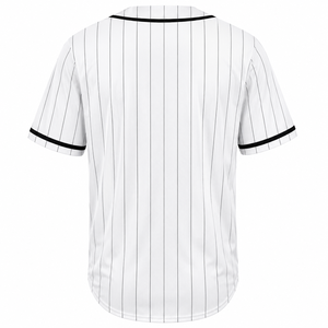 Camiseta de Béisbol Blanca a Rayas para Hombre, Manga Corta, Cierre de Botones, Transpirable, Poliéster, Ropa Deportiva, Corte Regular, Todas las Temporadas - Product Image 2