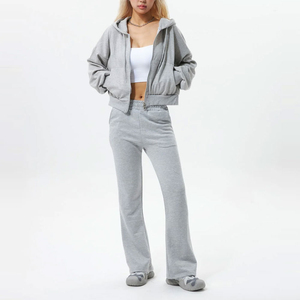 กางเกงกีฬาผ้าคอตตอนเอวสูงมีเชือกรูดกางเกงขากว้างสำหรับใส่เล่นโยคะ - Product Image 3