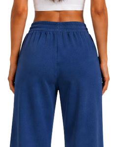 Women <b>Navy</b> <b>Blue</b> <b>Wide</b> <b>Leg</b> Sweatpants High Waist Loose Fit Casual Fleece Jogger Lounge Pants Streetwear <b>Trousers</b> - Product Image 6