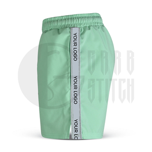 Shorts de Baño de Secado Rápido para Hombre, Cintura Elástica con Cordón, Trajes de Baño Casuales para Playa, Color Sólido con Raya Lateral, Shorts Cortos de Poliéster - Product Image 4