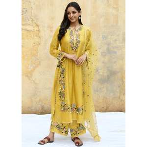 Robe de soirée de travail à broderie lourde Top-Plazzo et Dupatta pour fête - Product Image 3