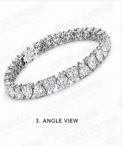 Luxury Heart Shape Diamond Tennis <b>Bracelet</b> In 18K <b>White</b> Gold Premium Continuous Line Prong Setting Romantic Elegant Gift - Product Image 3