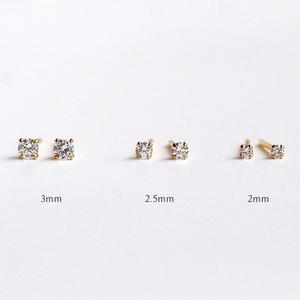 Boucles d'oreilles clous en or massif 14 carats avec diamant solitaire 2mm 2.5mm 3mm, vente en gros directe d'usine, faible MOQ, bijoux de piercing personnalisés - Product Image 4
