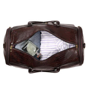 Modern Leather Travel Duffle Bag with <b>Adjustable</b> <b>Strap</b> Large Capacity Zipper Closure Premium Quality Stitching & Custom Branding - Product Image 3