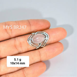 แหวนเงินแท้ 925 ดีไซน์ทำมือประดับโรสควอตซ์ แหวนเงินขายส่งราคาถูก - Product Image 1